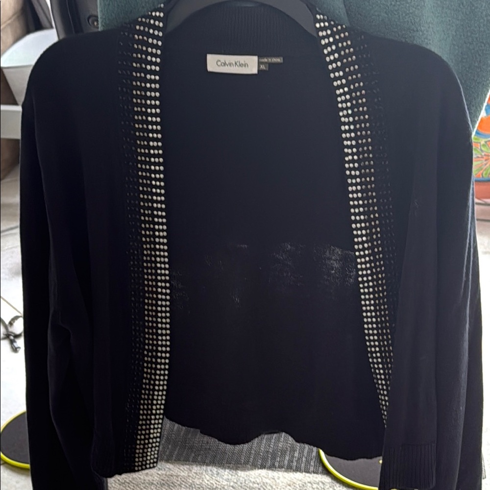 Calvin Klein Black Sweater with Silver Accents